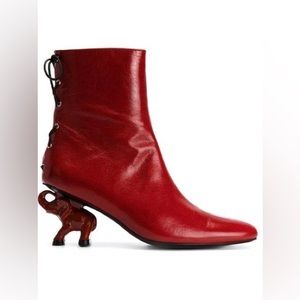 Rare Dorateymur Red Elephant Heel Boots size 38